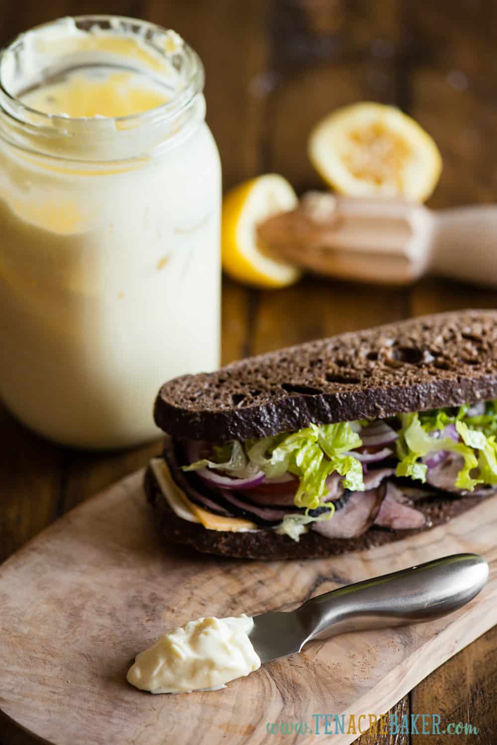 homemade mayonnaise with sandwich