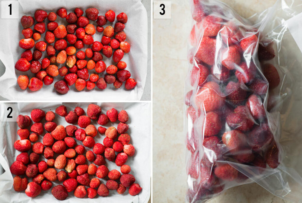 step by step photos of How to Freeze Strawberries