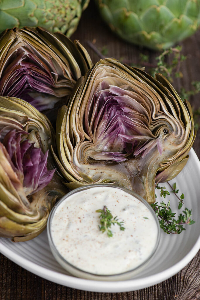 steamed artichokes with dip